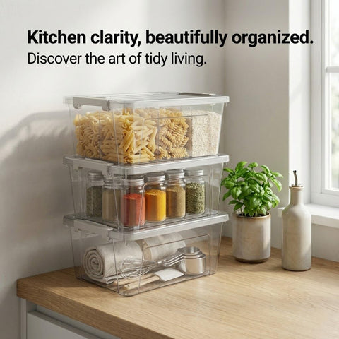 Clear visibility helps spot contents instantly in kitchen pantry