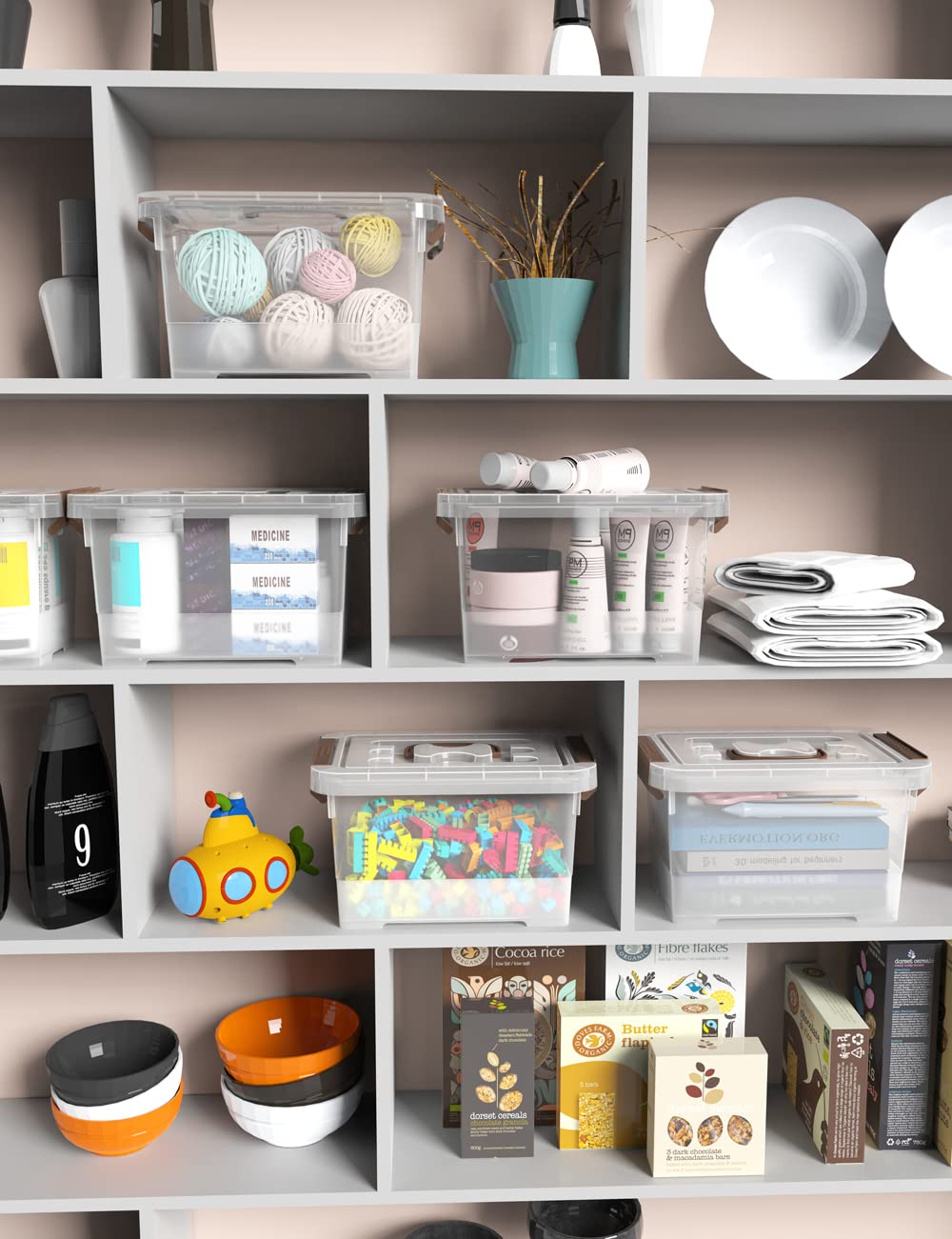 WYT compact bin fits tight spaces like closets and nightstands for easy organization