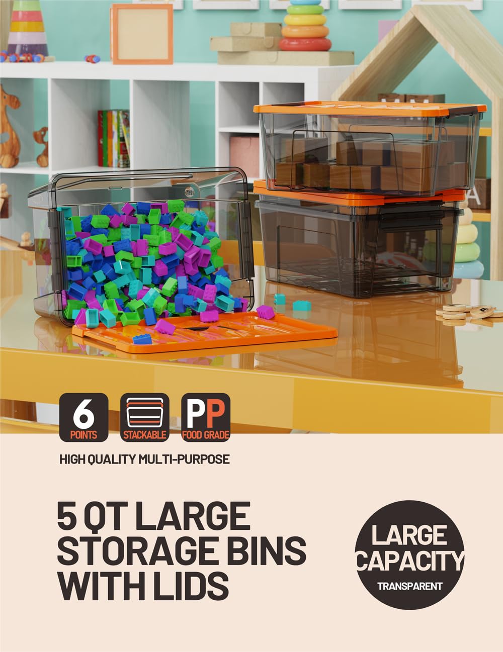 WYT durable plastic bin ideal for makeup and toiletries storage.