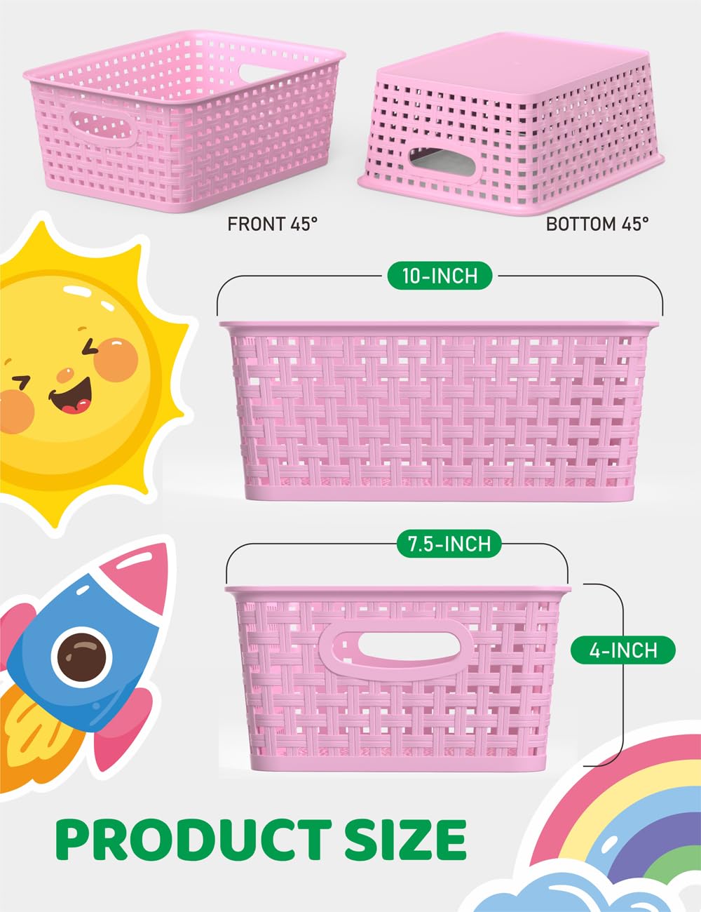 WYT open-bin storage basket highlights weave design, perfect for shelves and cabinets.