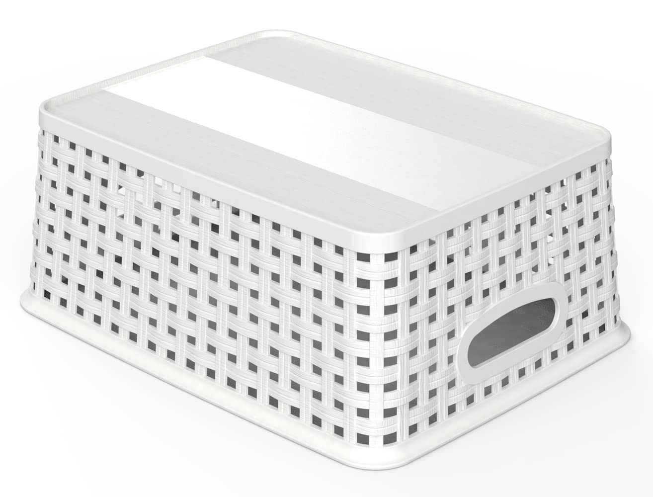 WYT plastic wicker basket closeup shows durable translucent material for everyday use