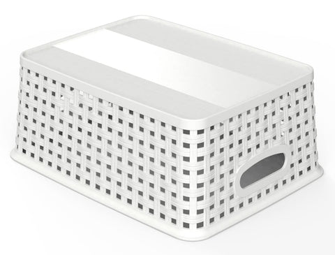 WYT plastic wicker basket closeup shows durable translucent material for everyday use