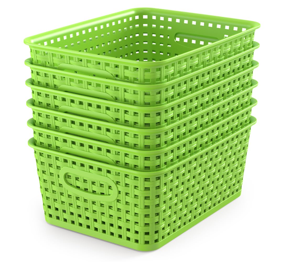 WYT six-pack weave basket on shelf for organized storage