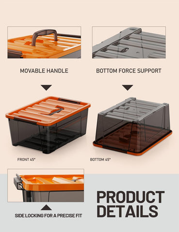 WYT stackable nestable storage bin design saves closet space and easy stacking.