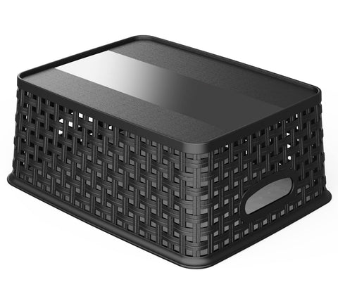 WYT stackable plastic wicker baskets save space and improve access.