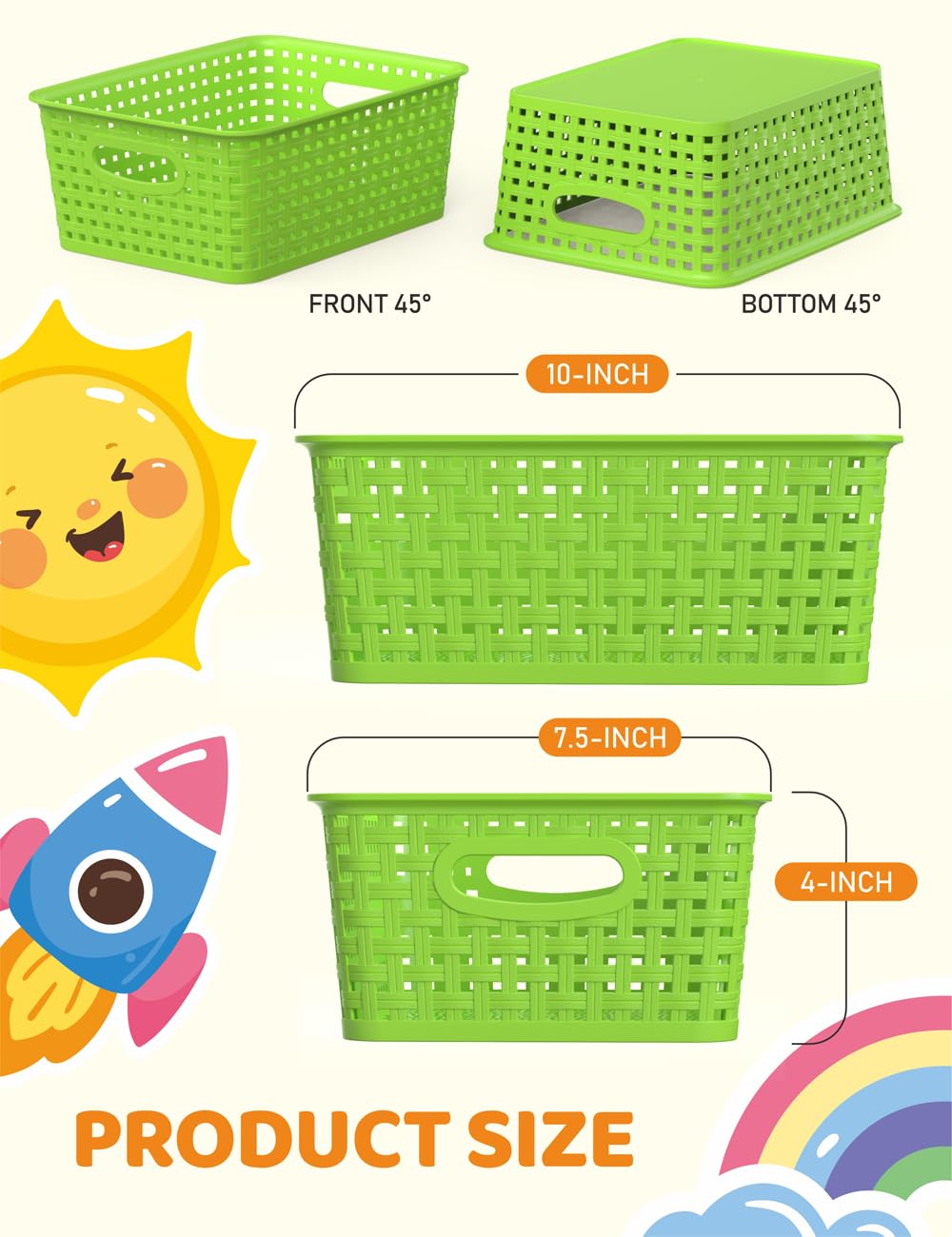 WYT green weave storage basket enhances kitchen and bathroom organization