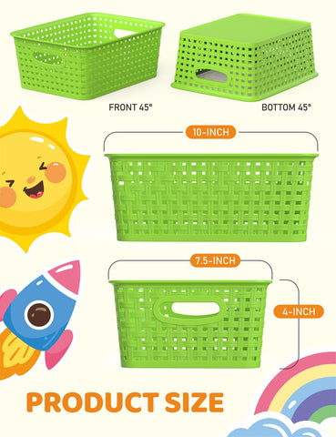WYT green weave storage basket enhances kitchen and bathroom organization
