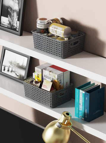 WYT Weave Storage Baskets gray kitchen drawer, easy access to utensils and towels