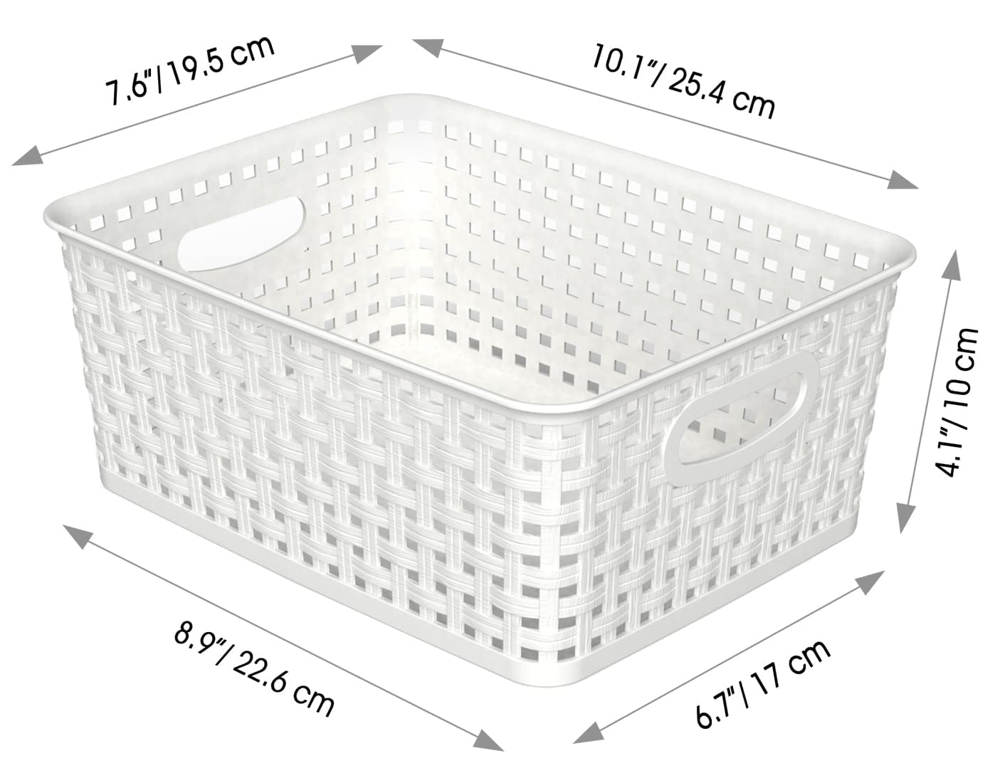 WYT white weave bins stackable design saves space in any room
