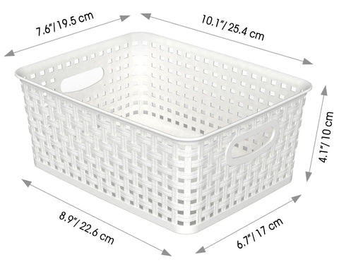 WYT white weave bins stackable design saves space in any room