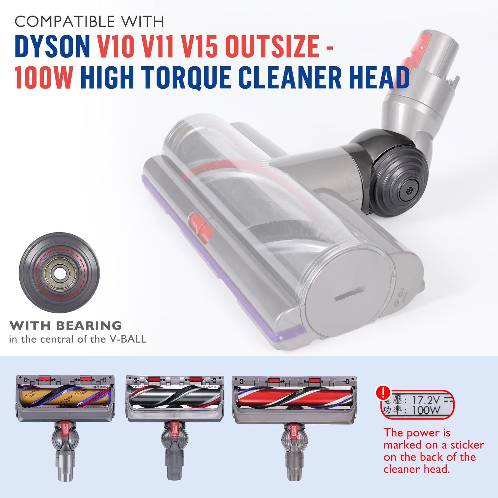 WYWY.Wide high torque cleaner head for strong suction and durable performance