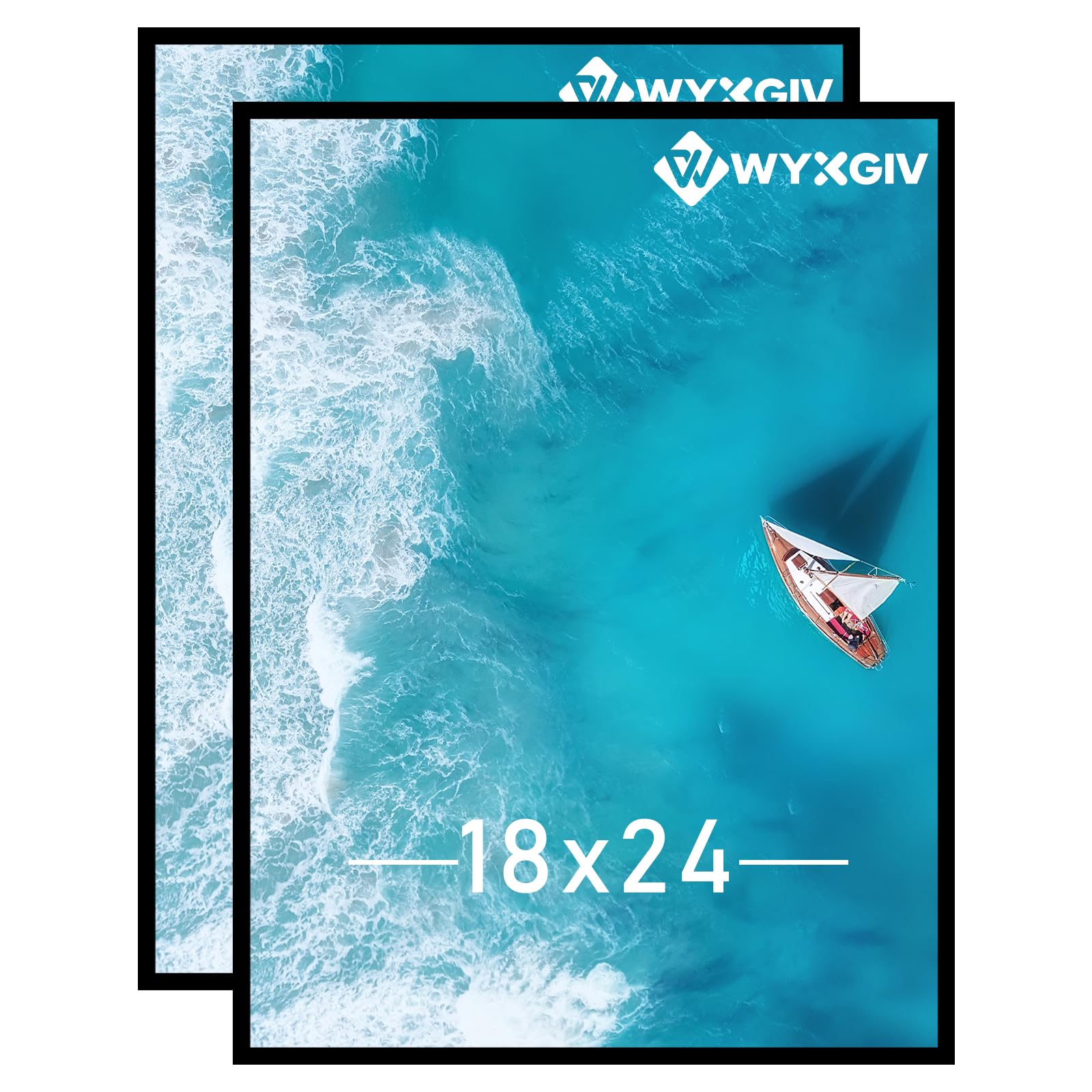 Wyxgiv 18x24 scratch-proof black frame, front view, lightweight yet sturdy construction.