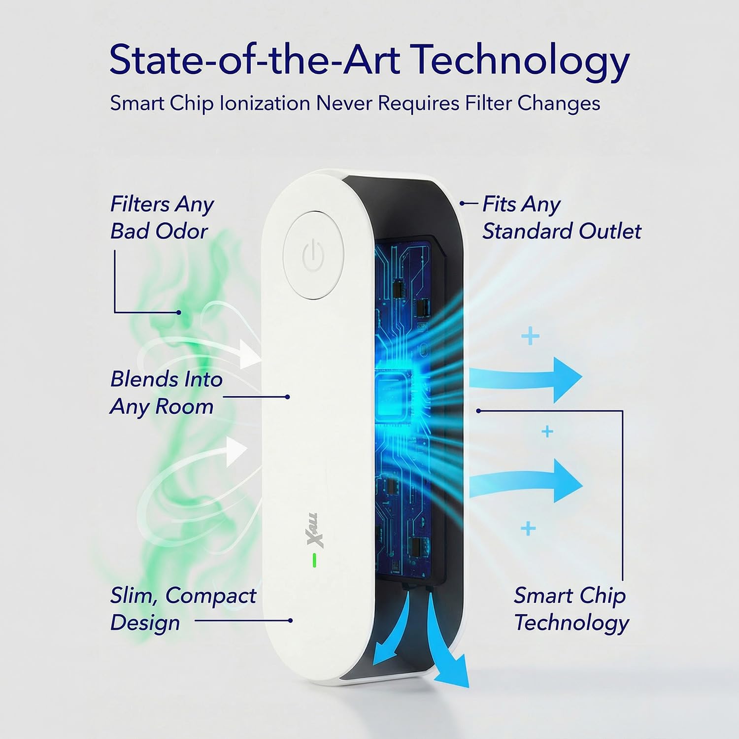 X-All Air Ionizer near a pet area for odor reduction.