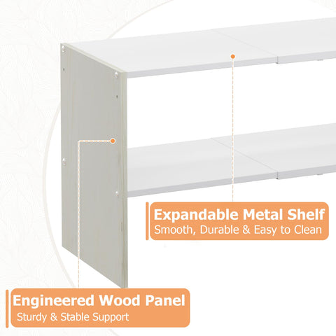 X-cosrack 2-Tier Shoe Rack adjustable height showing versatility for different shoe sizes