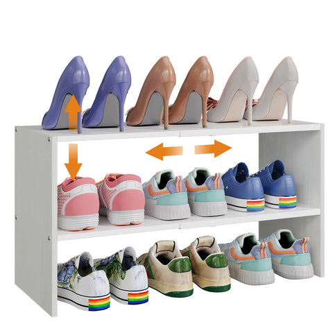 X-cosrack 2-Tier Shoe Rack extended length for a customizable closet fit