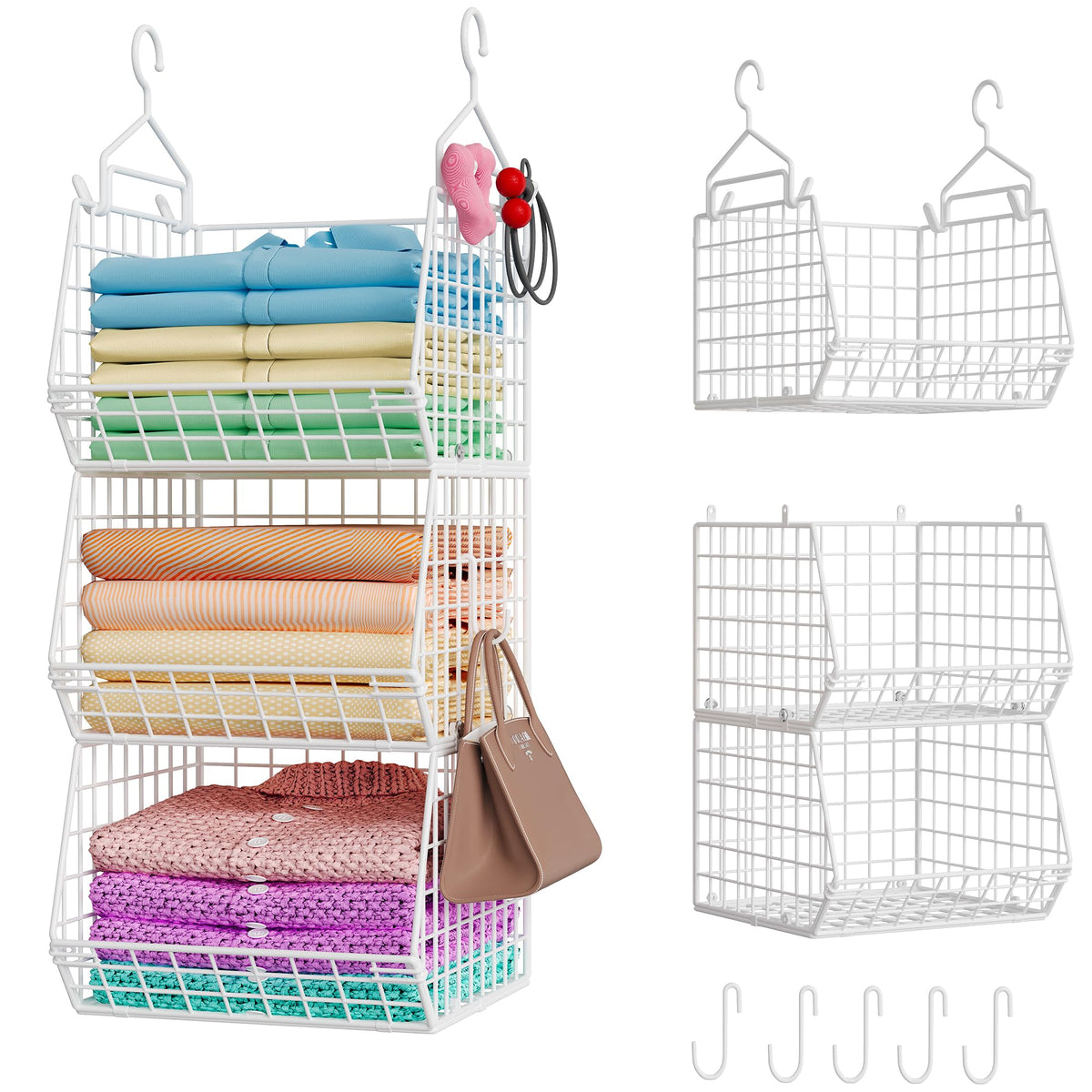 X-cosrack 3-tier foldable closet organizer keeps clothes neatly organized and accessible