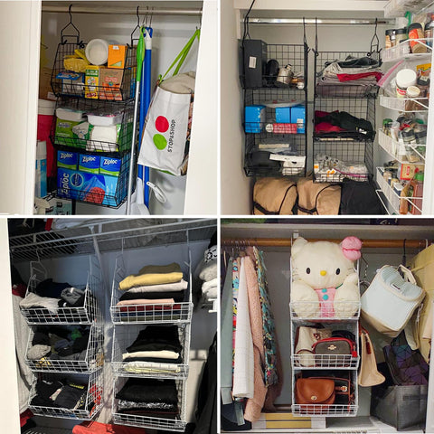X-cosrack stackable setup demonstrated in a closet
