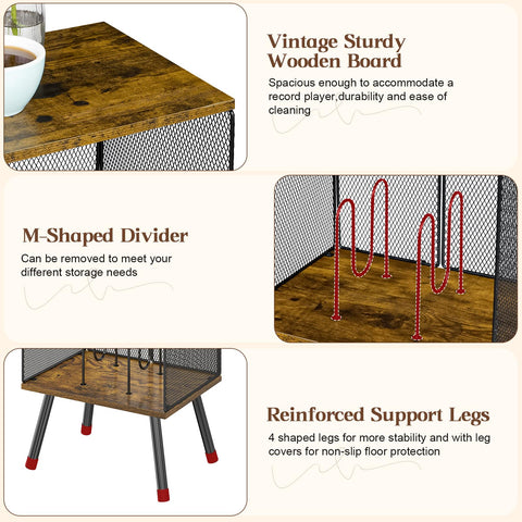 X-cosrack 3-tier record player stand adjustable dividers prevent slips and keep albums neat.