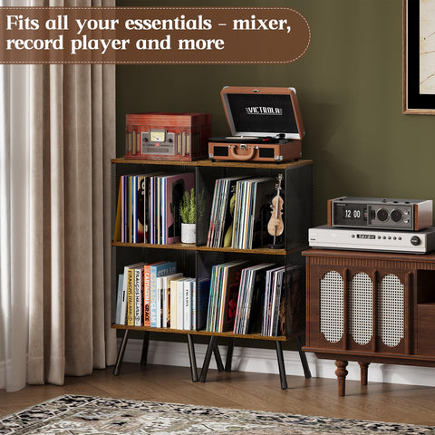 X-cosrack 3-tier record player stand floor protectors guard surfaces during setup.