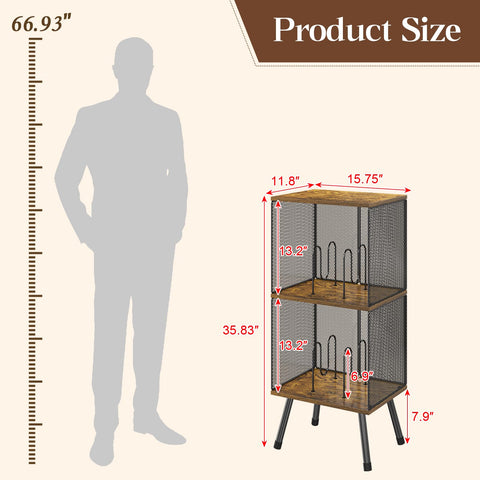 X-cosrack 3-tier record player stand middle storage for organized vinyl shelving.