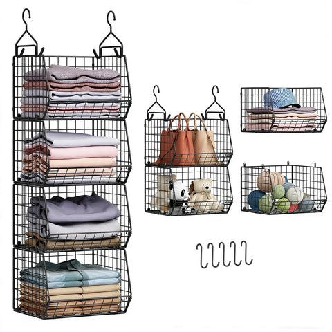 X-cosrack 4 Tier Closet Hanging Organizer front view for easy access to clothes.