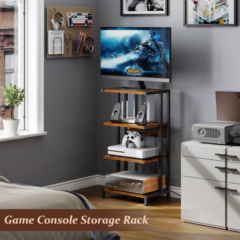 X-cosrack 4-tier entertainment shelf for AV gear, easy access and tidy gaming setup