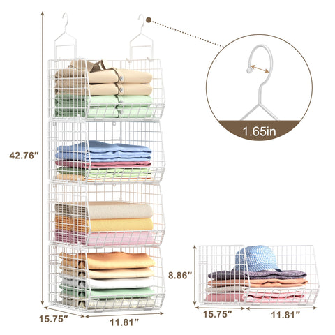 X-cosrack 4-tier wire closet shelves provide sturdy support for sweaters and accessories.