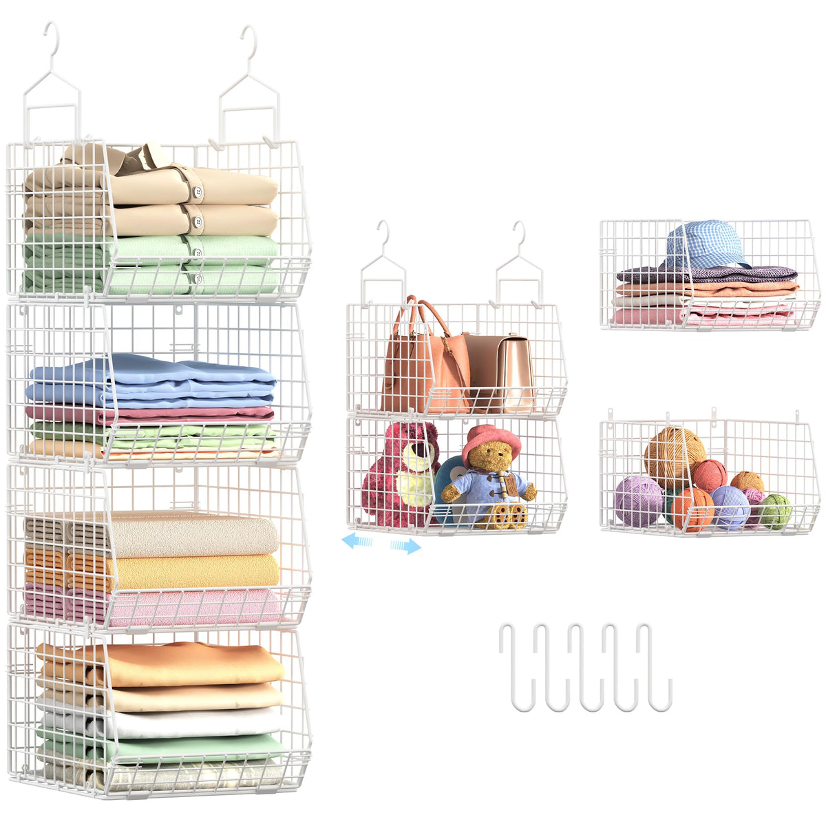 X-cosrack 4-inch extra deeper hanging organizer maximizing closet depth for bulky items.