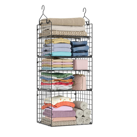 X-cosrack 5-tier wardrobe organizer provides spacious clothing storage.
