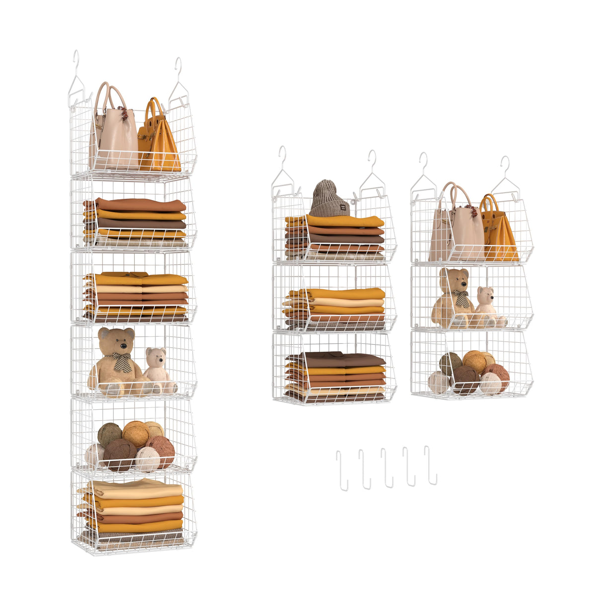 X-cosrack 6-tier closet hanging organizer showing space-saving storage for clothes and accessories.