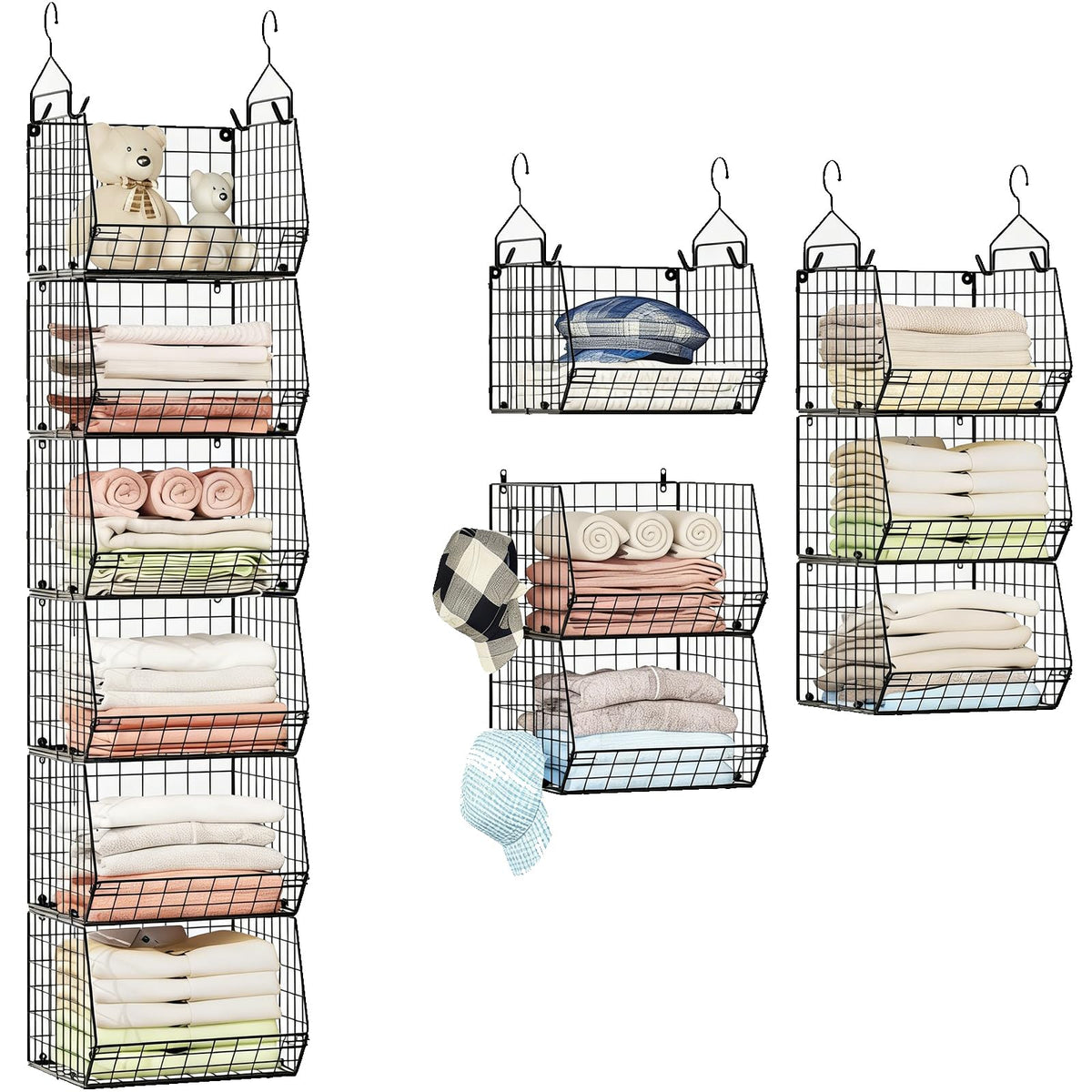 X-cosrack 6-tier closet hanging organizer on a rod for neat clothing storage