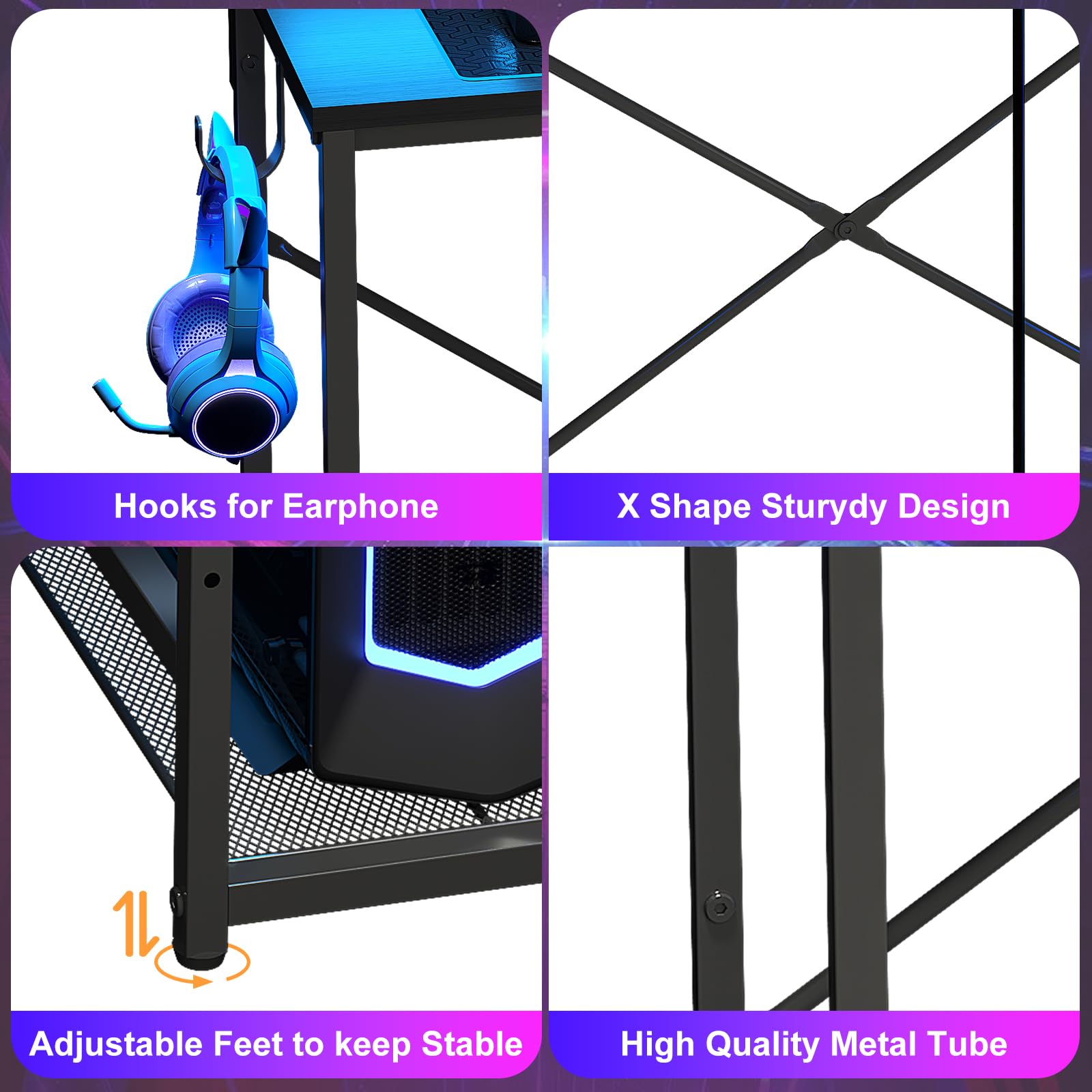 X-cosrack anti-tip feet stabilize on uneven floors.