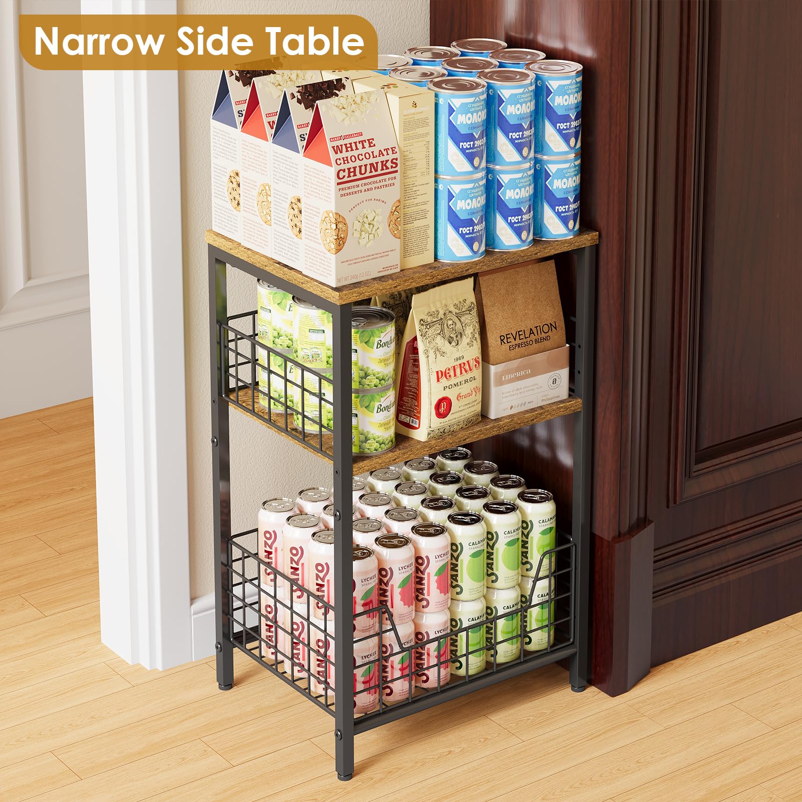 X-cosrack compact living room table suited for sofa or bed side storage.