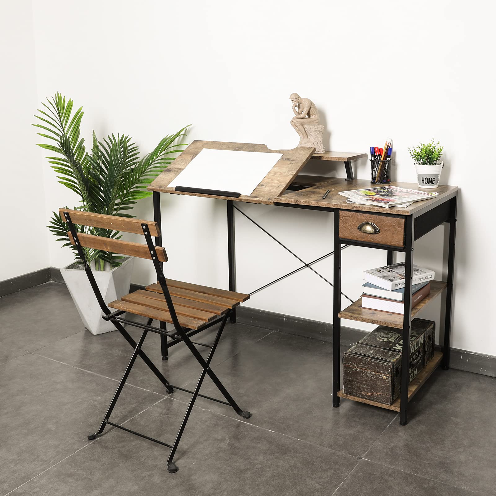 X-cosrack drafting table with drawer storage to keep supplies organized