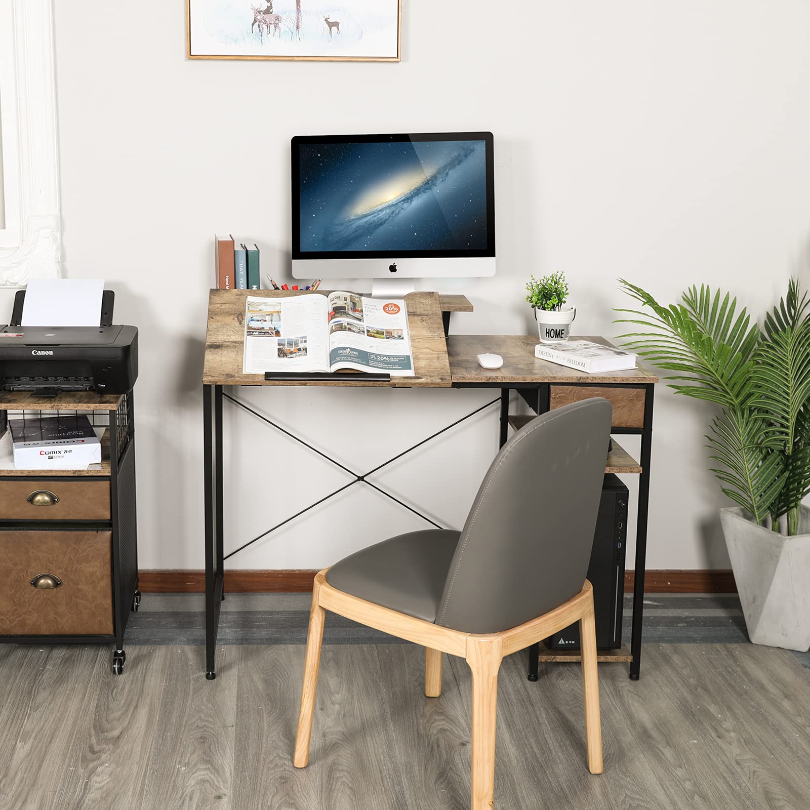X-cosrack drafting table side shelves storing books and tools