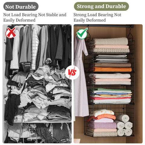 X-cosrack easy-install closet organizer hangs on a rod without tools.