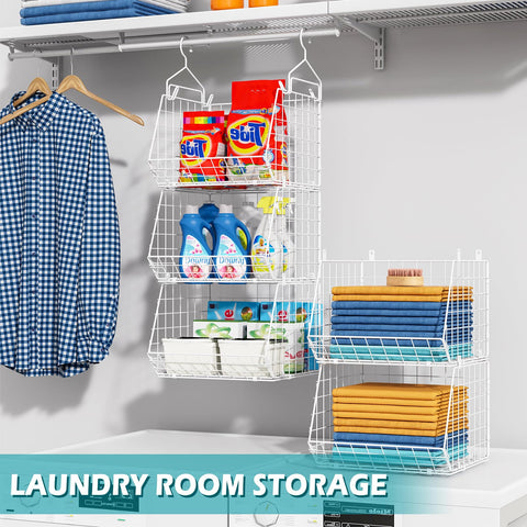 X-cosrack foldable hanging shelves save space when not in use.