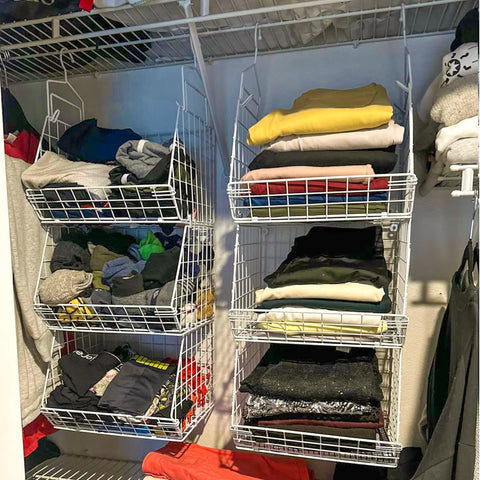 X-cosrack foldable hanging shelves collapse for slim shelf storage