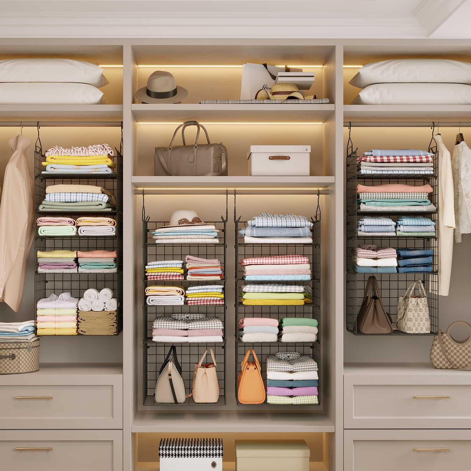 X-cosrack heavy-duty carbon steel frame supports daily closet loads.