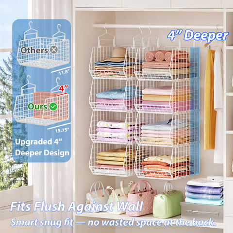 X-cosrack metal mesh bins providing breathable closet storage for towels and linens