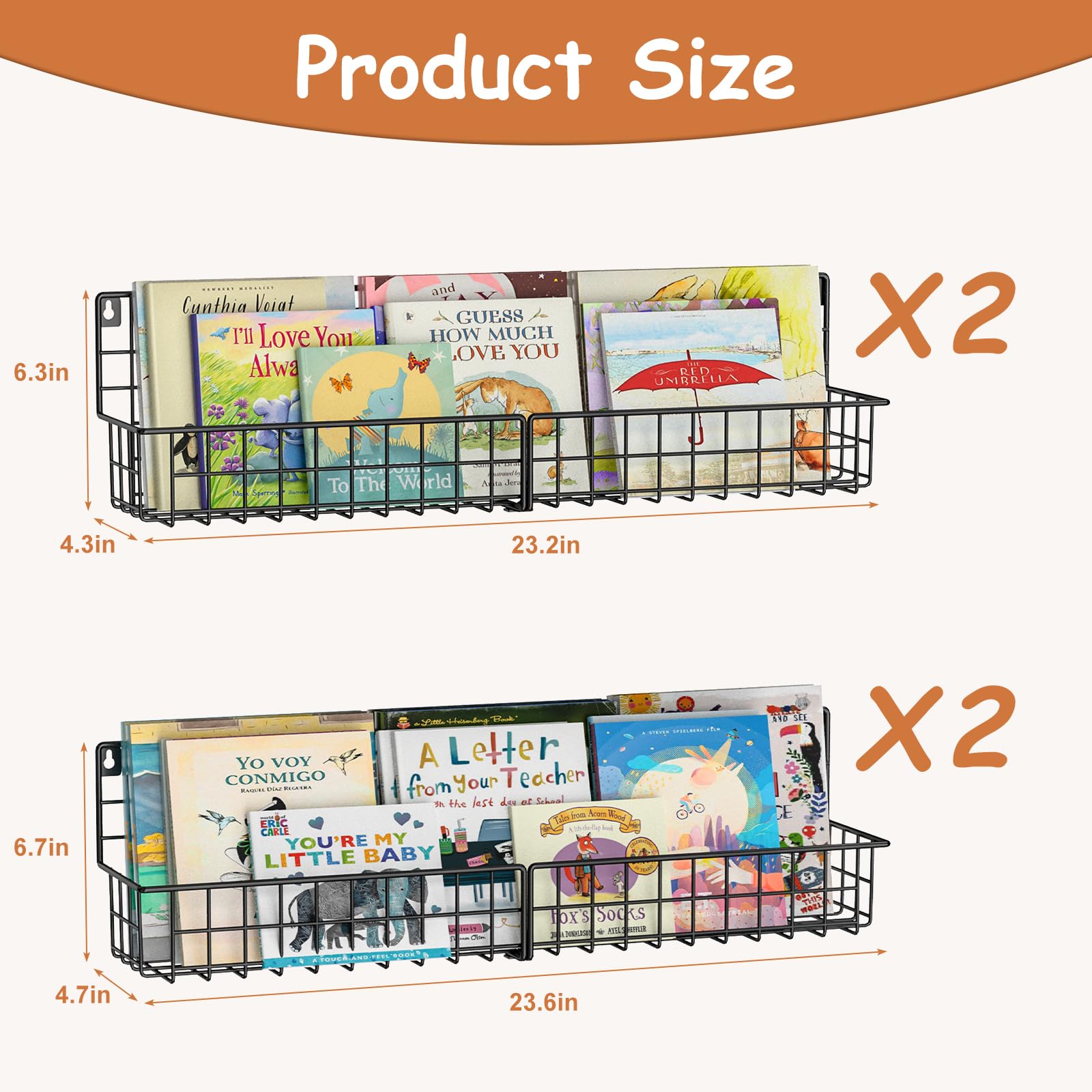 X-cosrack multi-use wall shelves for books, toys, or kitchen items