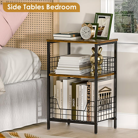X-cosrack open storage basket shelf for quick access to essentials and records.