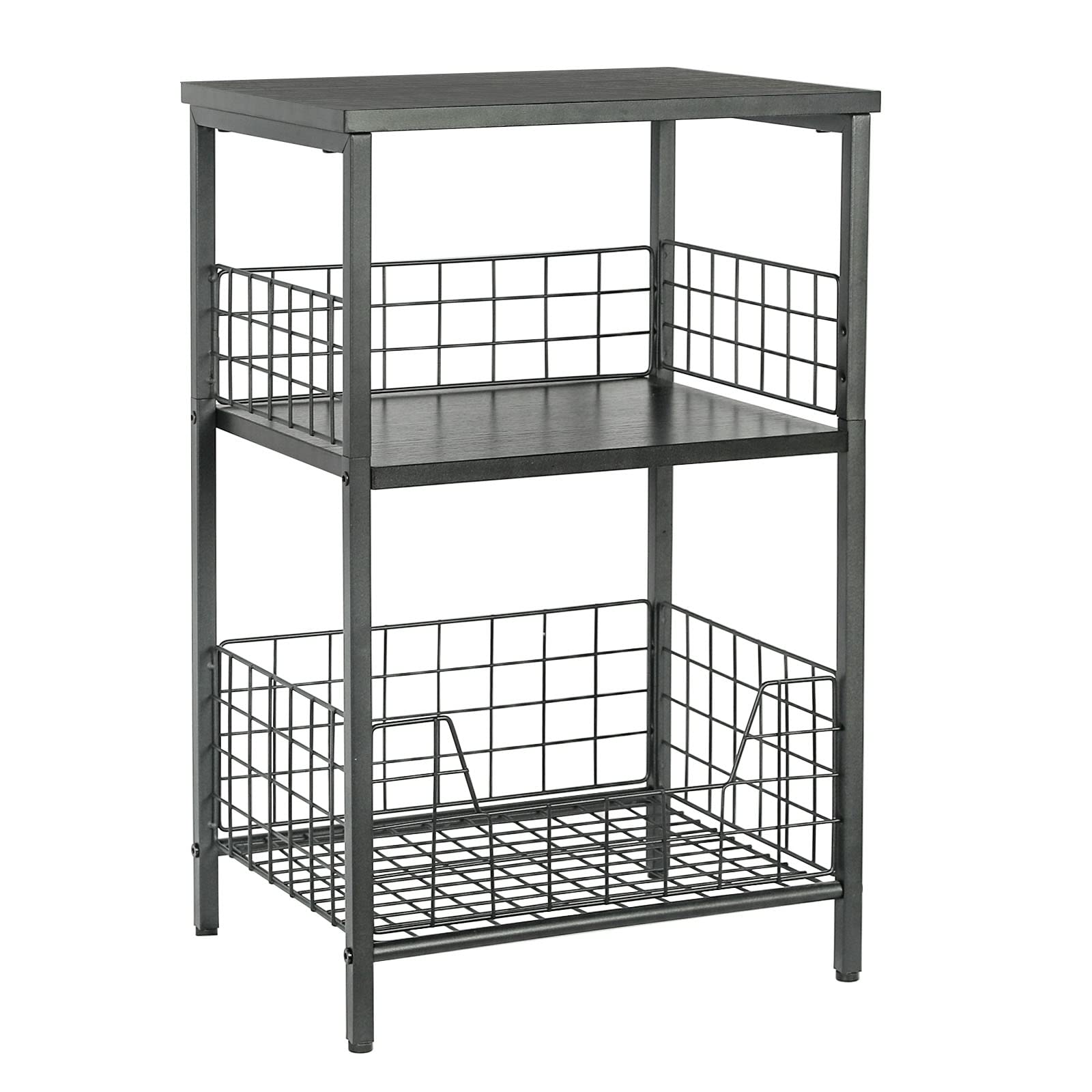 X-cosrack 3-tier side table top view for compact living spaces.