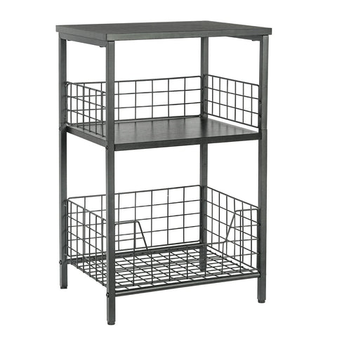 X-cosrack 3-tier side table top view for compact living spaces.