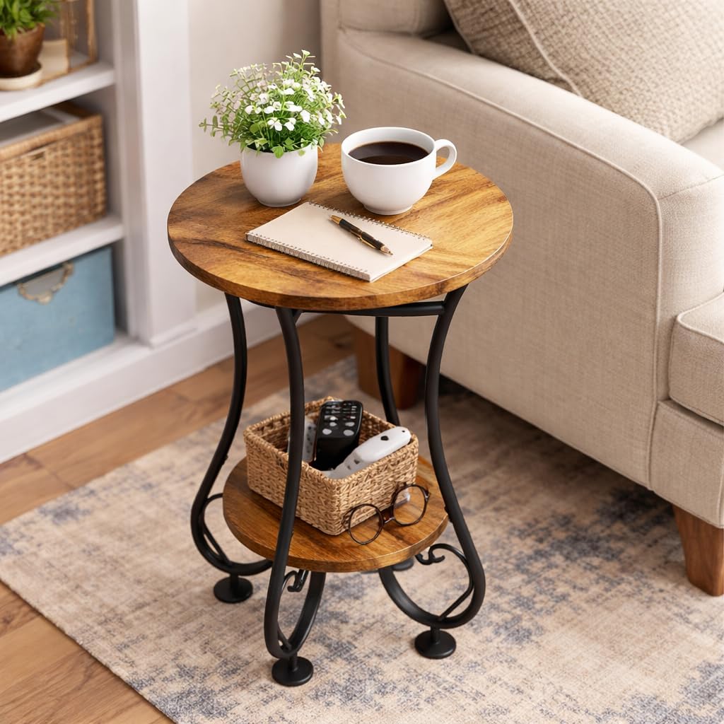 X-cosrack side table with lower shelf for remotes and magazines