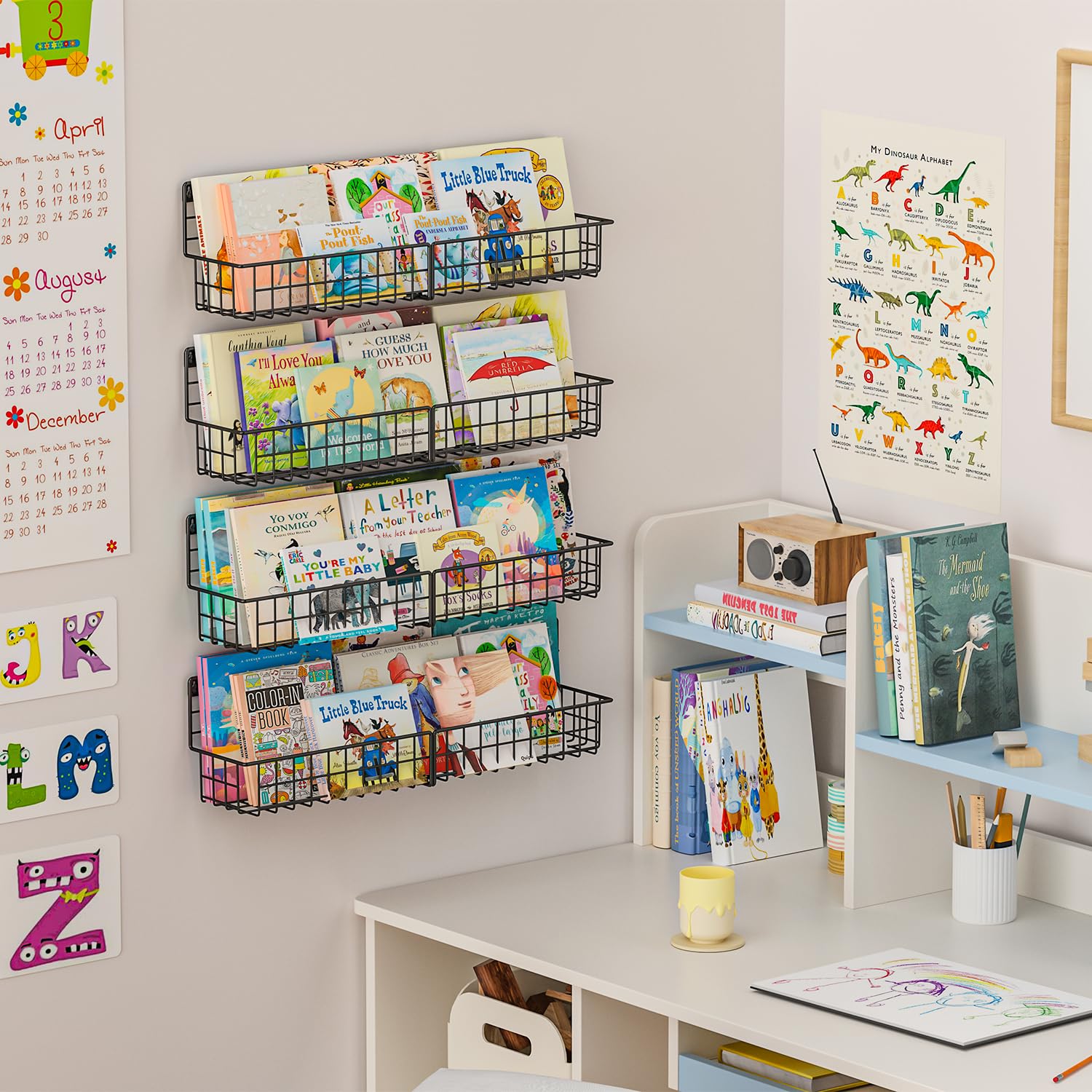 X-cosrack space-saving wall shelves maximize room for books and toys