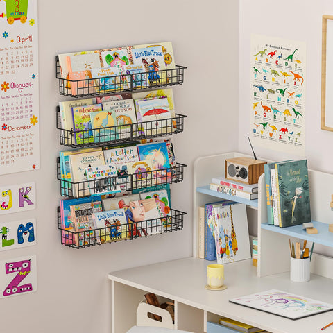 X-cosrack space-saving wall shelves maximize room for books and toys