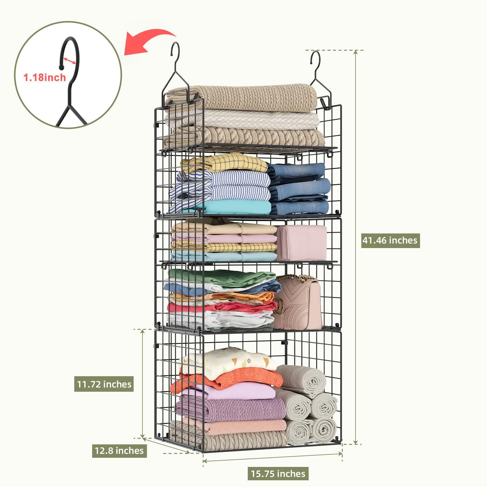 X-cosrack space-saving vertical design keeps wardrobe organized.