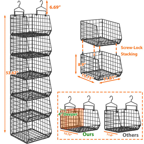X-cosrack stackable baskets can be configured for customized organization.