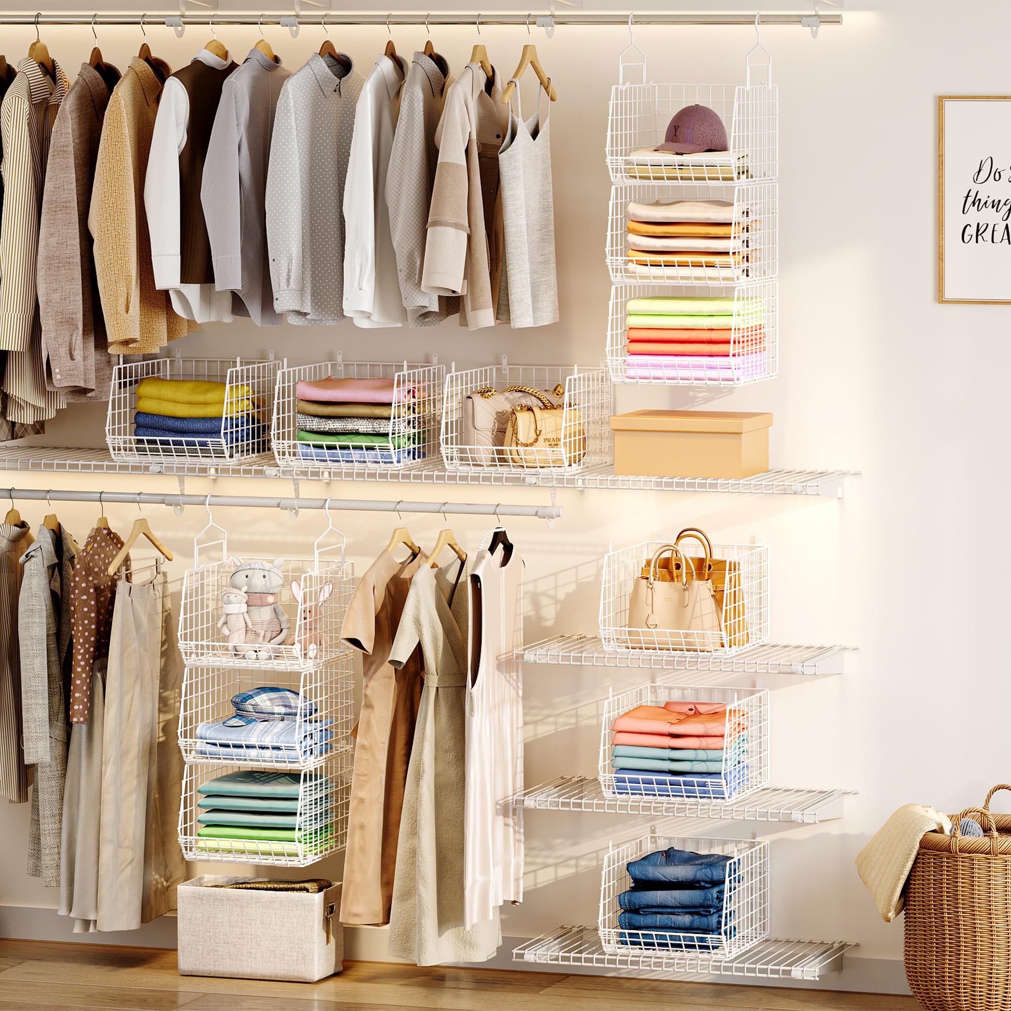 X-cosrack stackable closet unit demonstrates flexible configurations for different spaces.